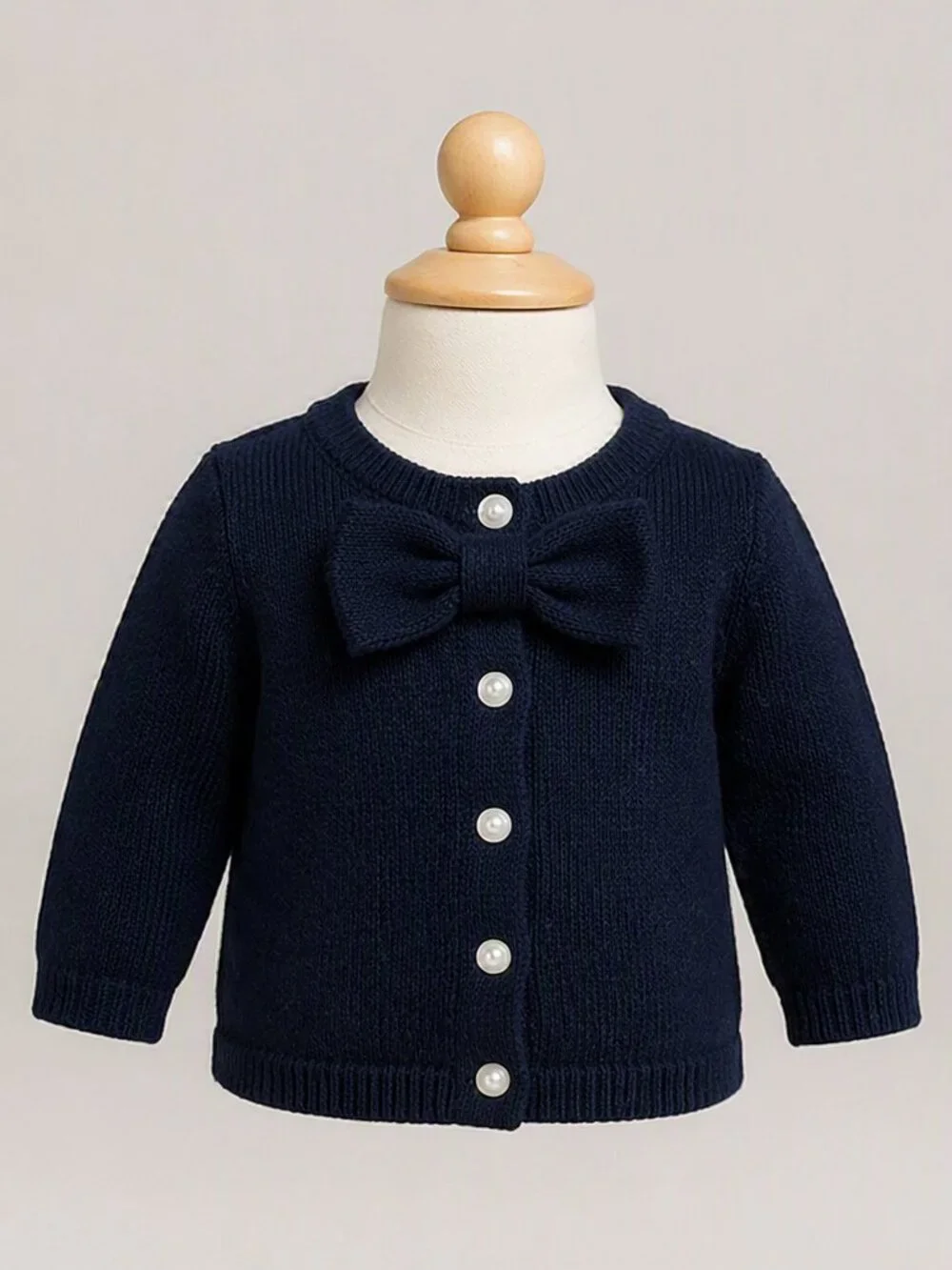 💙 Classic Navy Bow Cardigan – Baby Girl Sweater 💙